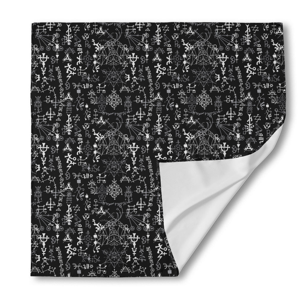 Black And White Mystic Wicca Print Silk Bandana