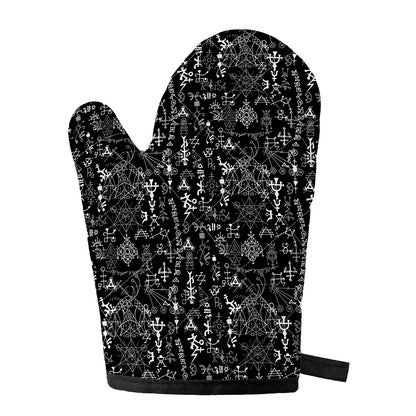 Black And White Mystic Wicca Print Single Oven Mitt