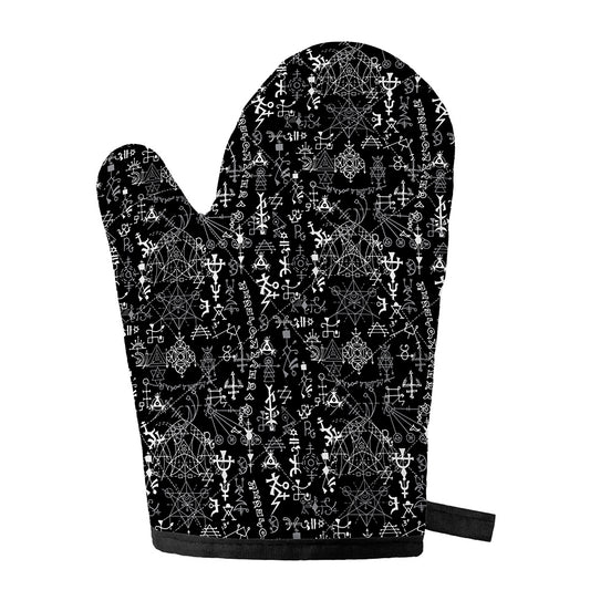 Black And White Mystic Wicca Print Single Oven Mitt