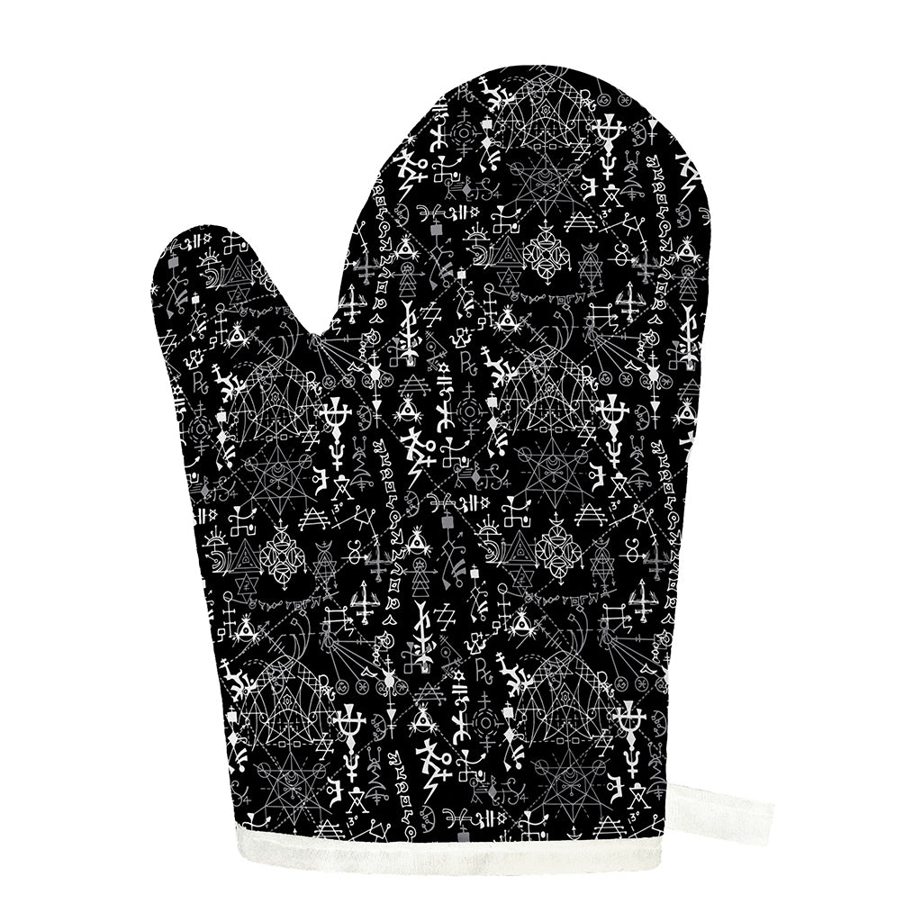 Black And White Mystic Wicca Print Single Oven Mitt