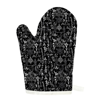 Black And White Mystic Wicca Print Single Oven Mitt