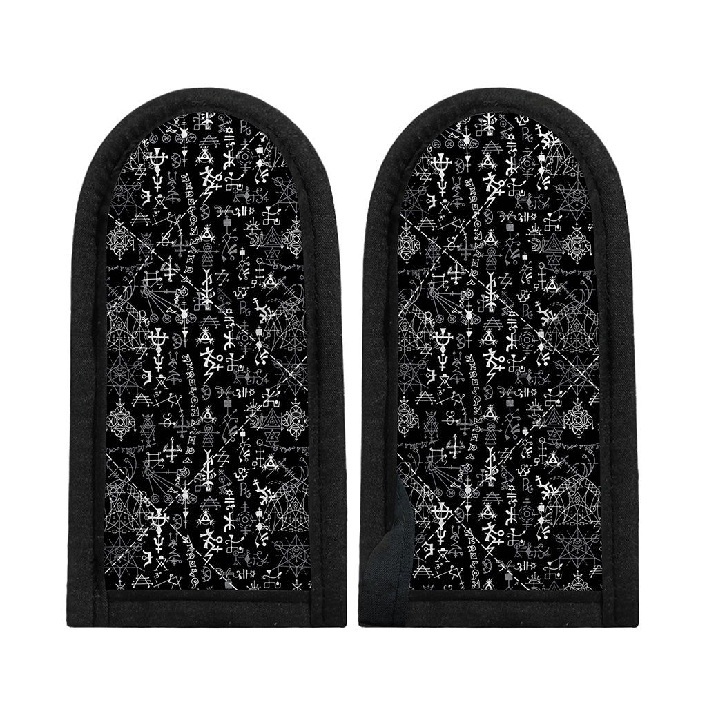 Black And White Mystic Wicca Print Skillet Handle Cover