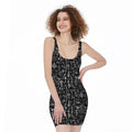 Black And White Mystic Wicca Print Sleeveless Bodycon Dress