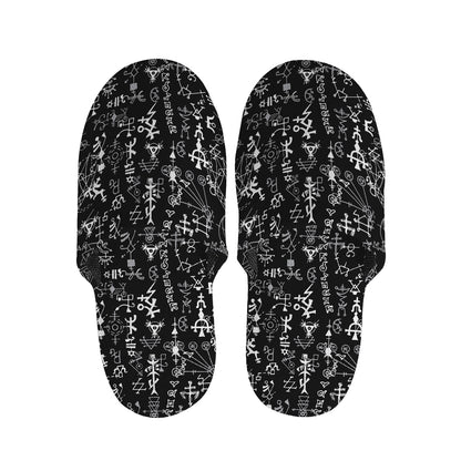 Black And White Mystic Wicca Print Slippers
