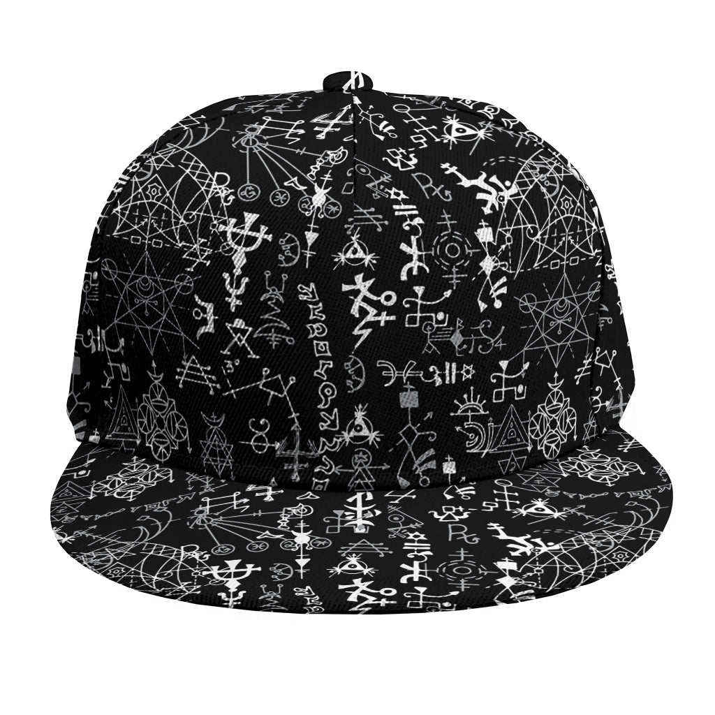 Black And White Mystic Wicca Print Snapback Cap
