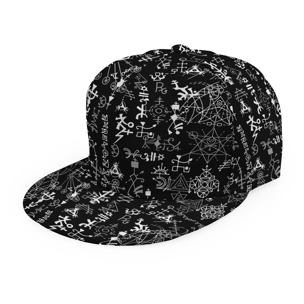Black And White Mystic Wicca Print Snapback Cap