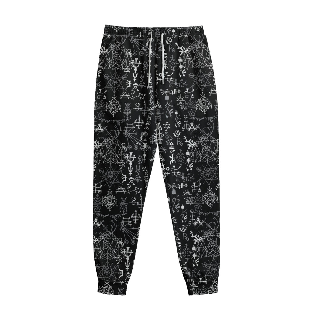 Black And White Mystic Wicca Print Sweatpants