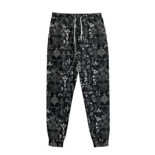 Black And White Mystic Wicca Print Sweatpants