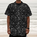 Black And White Mystic Wicca Print Textured Short Sleeve Shirt