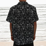 Black And White Mystic Wicca Print Textured Short Sleeve Shirt