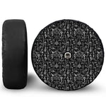 Black And White Mystic Wicca Print Tire Cover With Camera Hole