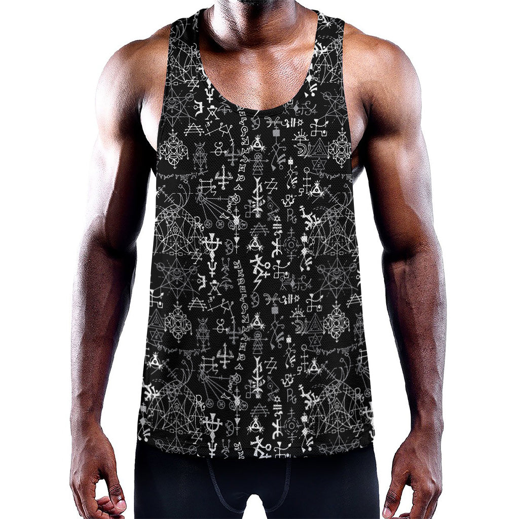 Black And White Mystic Wicca Print Training Tank Top