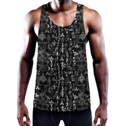 Black And White Mystic Wicca Print Training Tank Top