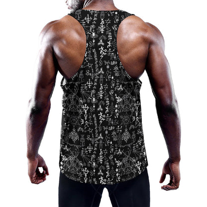 Black And White Mystic Wicca Print Training Tank Top