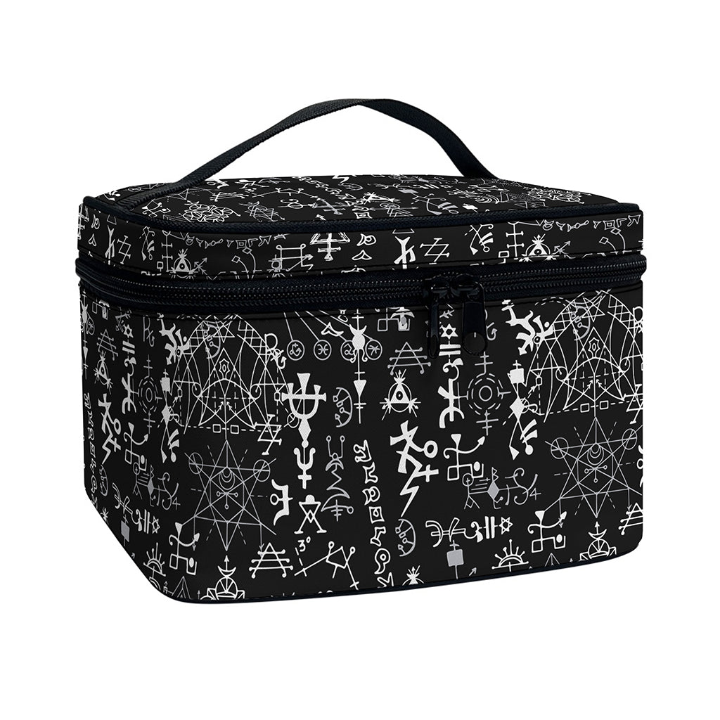 Black And White Mystic Wicca Print Travel Makeup Bag