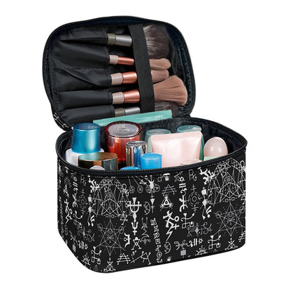 Black And White Mystic Wicca Print Travel Makeup Bag