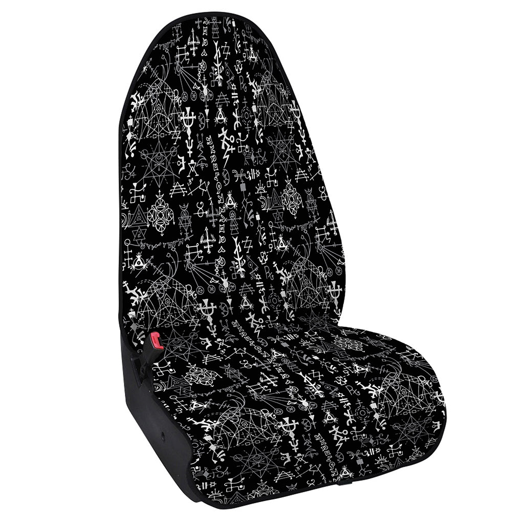 Black And White Mystic Wicca Print Waterproof Car Seat Cover