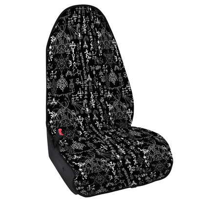 Black And White Mystic Wicca Print Waterproof Car Seat Cover