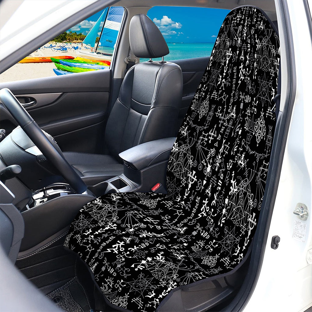 Black And White Mystic Wicca Print Waterproof Car Seat Cover