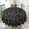 Black And White Mystic Wicca Print Waterproof Round Tablecloth