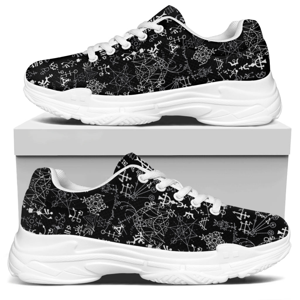 Black And White Mystic Wicca Print White Chunky Shoes