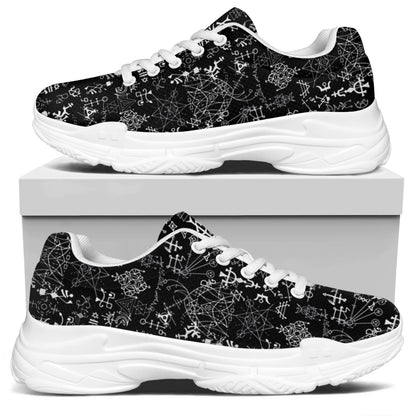 Black And White Mystic Wicca Print White Chunky Shoes