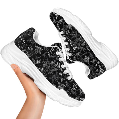 Black And White Mystic Wicca Print White Chunky Shoes
