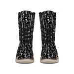 Black And White Mystic Wicca Print Winter Boots