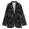 Black And White Mystic Wicca Print Women's Cotton Blazer