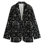 Black And White Mystic Wicca Print Women's Cotton Blazer