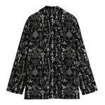Black And White Mystic Wicca Print Women's Cotton Blazer