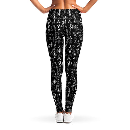 Black And White Mystic Wicca Print Women's Leggings