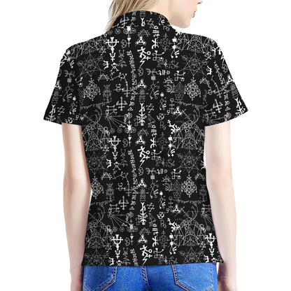 Black And White Mystic Wicca Print Women's Polo Shirt