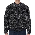 Black And White Mystic Wicca Print Zip Sleeve Bomber Jacket