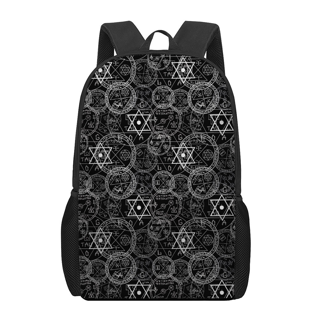 Black And White Mystic Witch Print 17 Inch Backpack