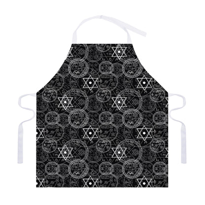Black And White Mystic Witch Print Adjustable Apron