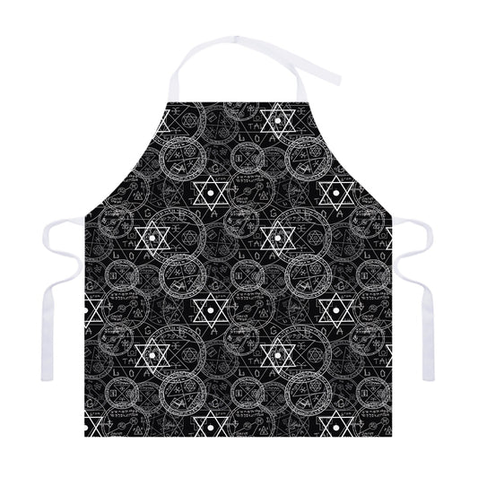 Black And White Mystic Witch Print Adjustable Apron