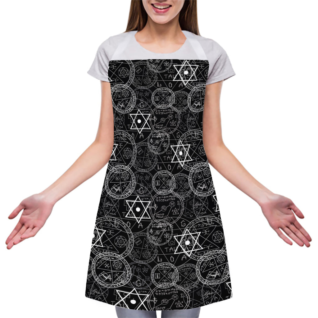 Black And White Mystic Witch Print Adjustable Apron