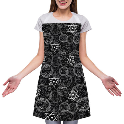 Black And White Mystic Witch Print Adjustable Apron