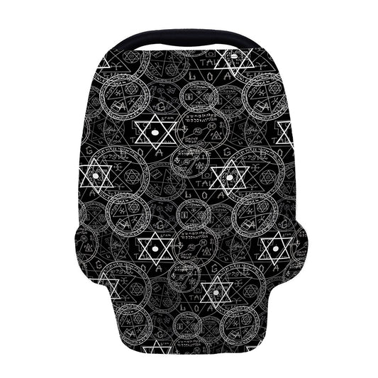 Black And White Mystic Witch Print Baby Seat Cover
