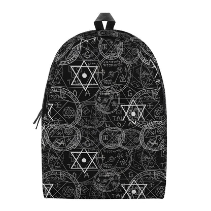 Black And White Mystic Witch Print Backpack