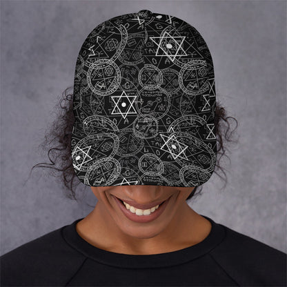 Black And White Mystic Witch Print Baseball Cap