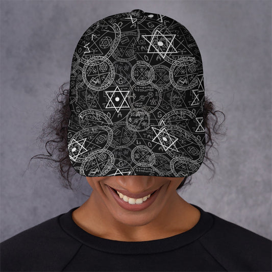 Black And White Mystic Witch Print Baseball Cap