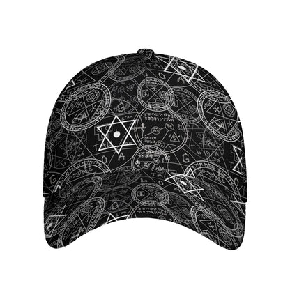 Black And White Mystic Witch Print Baseball Cap