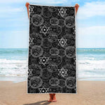 Black And White Mystic Witch Print Beach Towel