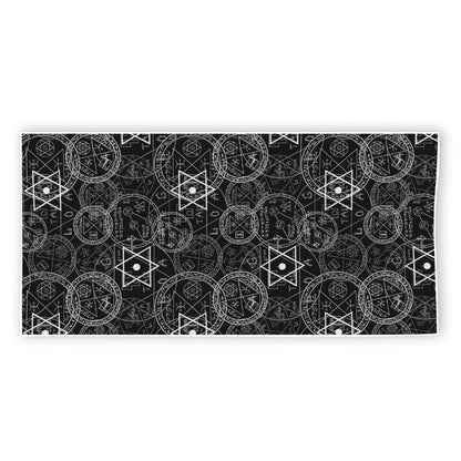Black And White Mystic Witch Print Beach Towel