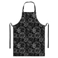 Black And White Mystic Witch Print Bib Apron With Pocket