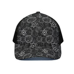 Black And White Mystic Witch Print Black Mesh Trucker Cap