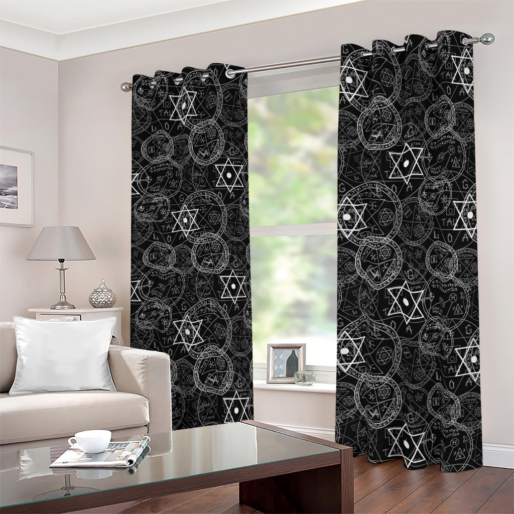 Black And White Mystic Witch Print Blackout Grommet Curtains