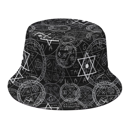 Black And White Mystic Witch Print Bucket Hat